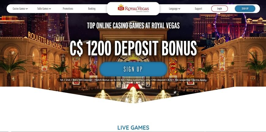 Royal Vegas screen 1