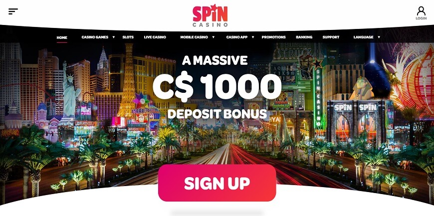 Spin Casino screen 1